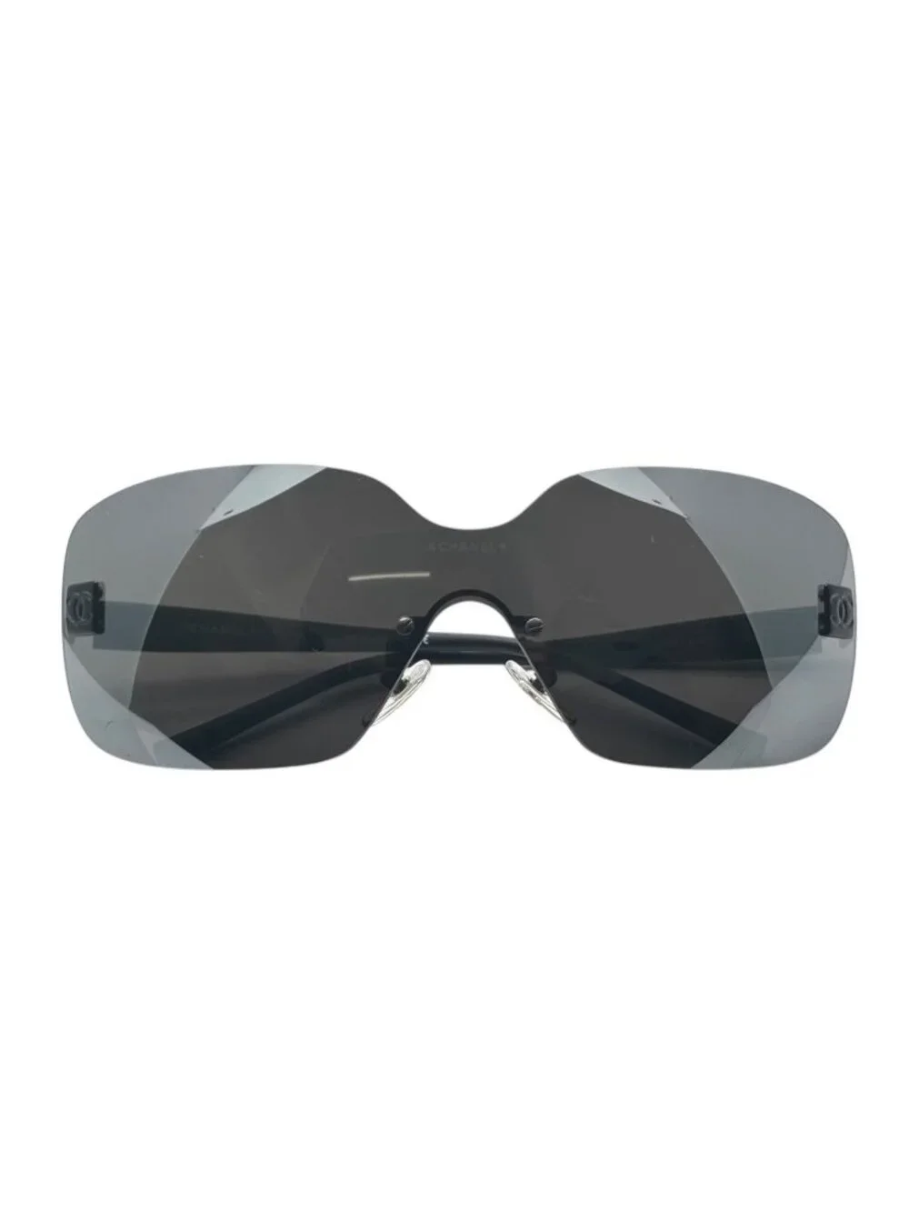 Chanel Rimless Sunglasses Eyewear 120 CC Logo Black